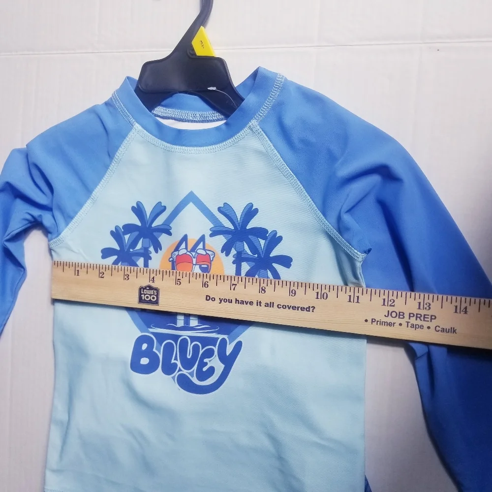NWT BLUEY KIDS SWIM LONG SLEEVE SHIRT AND SHORT SET 50+ UPF SIZE 3T